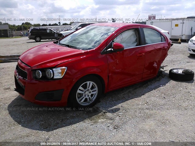 1G1JC5SH2F4152349 - 2015 CHEVROLET SONIC LT RED photo 2