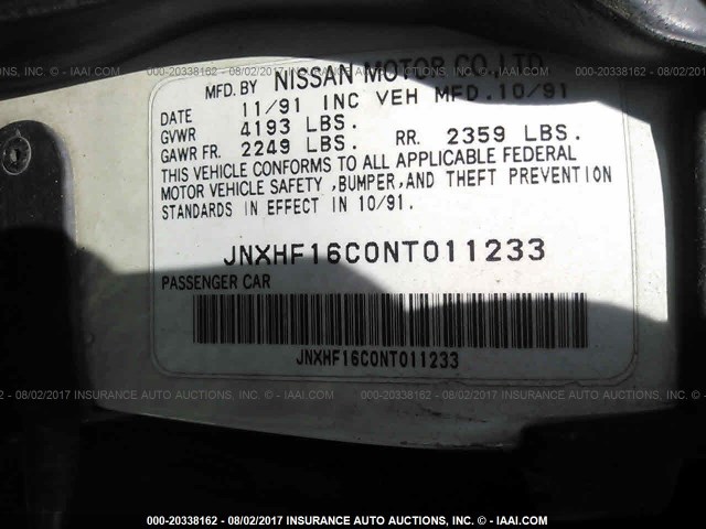 JNXHF16C0NT011233 - 1992 INFINITI M30 CREAM photo 9