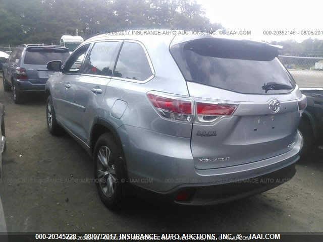 5TDJKRFH0FS204948 - 2015 TOYOTA HIGHLANDER XLE ნაცრისფერი ფოტო 3