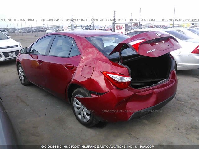 5YFBURHE2FP269505 - 2015 TOYOTA COROLLA L/LE/LE PLS/PRM/S/S PLS RED photo 3