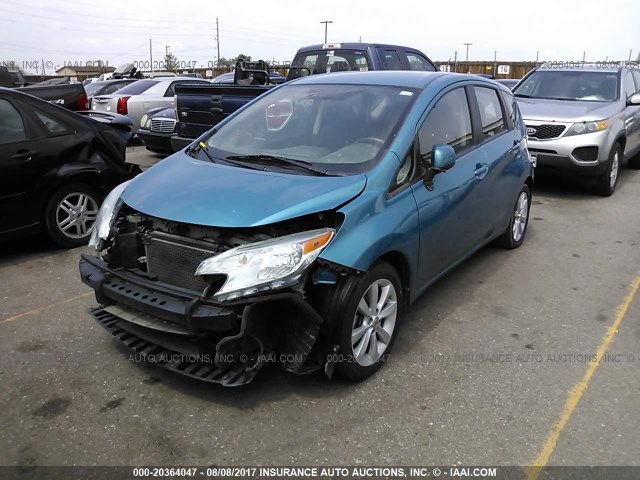 3N1CE2CP6EL373480 - 2014 NISSAN VERSA NOTE S/S PLUS/SV/SL BLUE photo 2