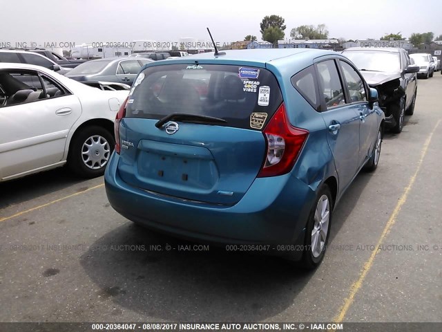 3N1CE2CP6EL373480 - 2014 NISSAN VERSA NOTE S/S PLUS/SV/SL BLUE photo 4