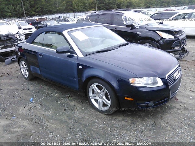 WAUAF48H18K004320 - 2008 AUDI A4 2.0T CABRIOLET BLUE photo 1