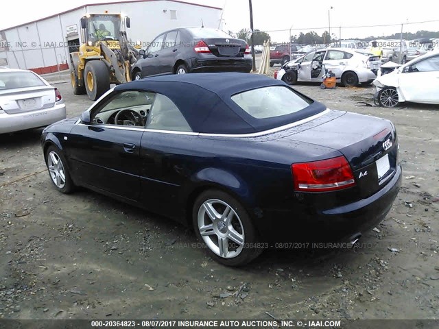 WAUAF48H18K004320 - 2008 AUDI A4 2.0T CABRIOLET BLUE photo 3