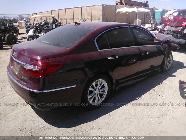 KMHGC4DD0DU221053 - 2013 HYUNDAI GENESIS 3.8L RED photo 4