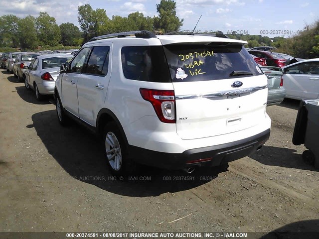 1FM5K8D83EGA59553 - 2014 FORD EXPLORER XLT WHITE photo 3