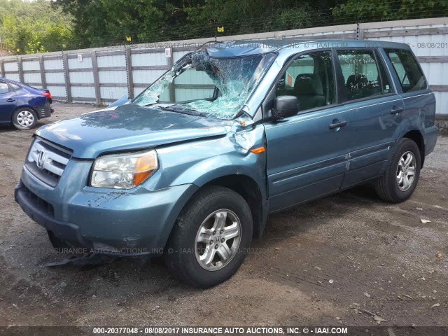 5FNYF28136B034115 - 2006 HONDA PILOT LX BLUE photo 2