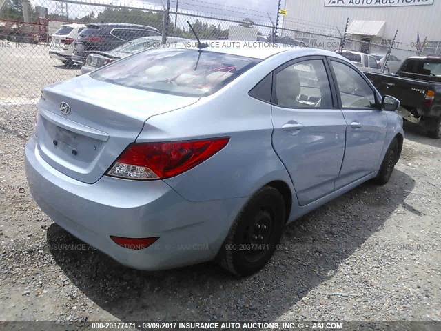 KMHCT4AE6CU158292 - 2012 HYUNDAI ACCENT GLS/GS BLUE photo 4