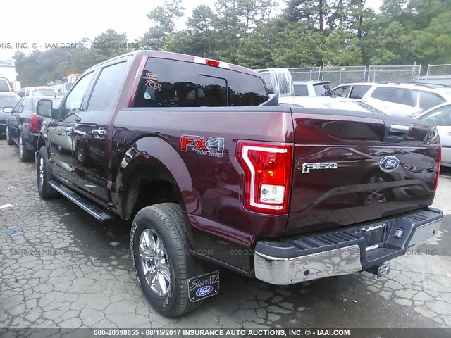 1FTEW1EP1FFB36854 - 2015 FORD F150 SUPERCREW MAROON photo 3