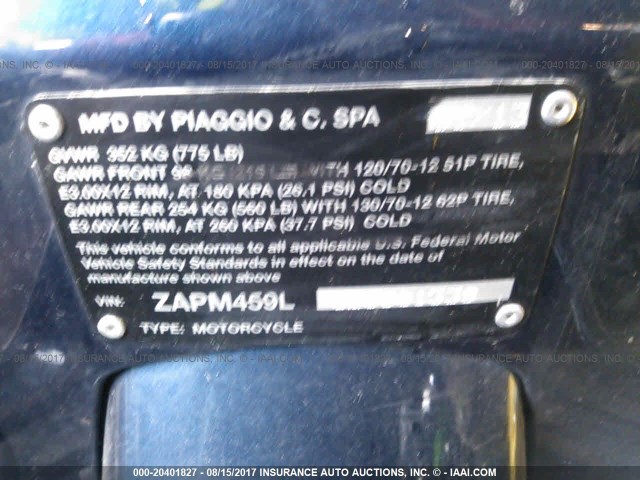 ZAPM459L0D5801339 - 2013 VESPA GTS 300 SUPER BLUE photo 10