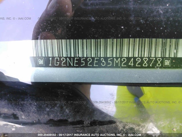 1G2NE52E35M242878 - 2005 PONTIAC GRAND AM SE SILVER photo 9