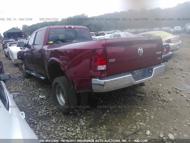 3C63DRJL7CG194421 - 2012 DODGE RAM 3500 LARAMIE MAROON photo 3