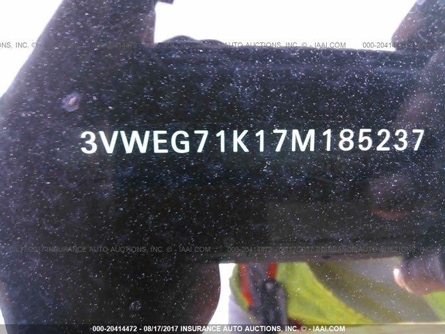 3VWEG71K17M185237 - 2007 VOLKSWAGEN JETTA WOLFSBURG 灰色 照片 9