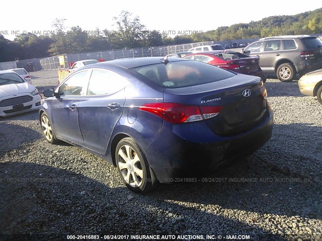 5NPDH4AE5DH303036 - 2013 HYUNDAI ELANTRA GLS/LIMITED BLUE photo 3