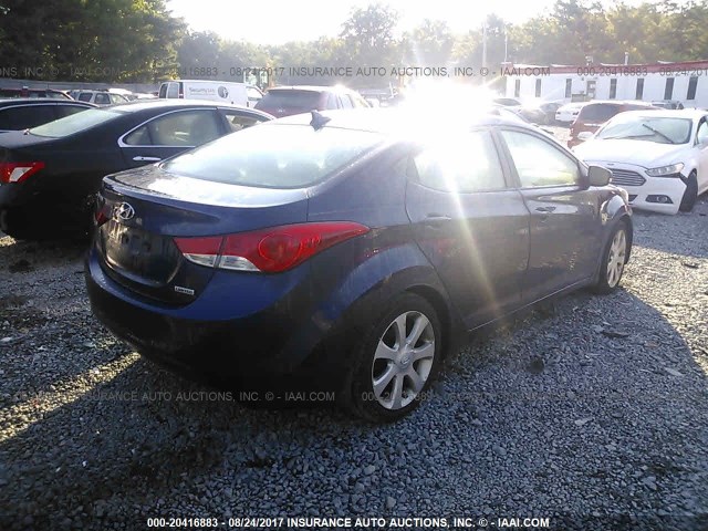 5NPDH4AE5DH303036 - 2013 HYUNDAI ELANTRA GLS/LIMITED BLUE photo 4