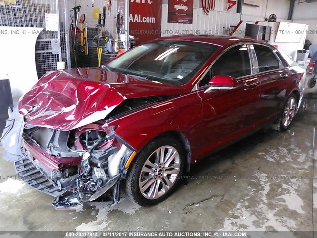 3LN6L2G99DR805594 - 2013 LINCOLN MKZ RED photo 2