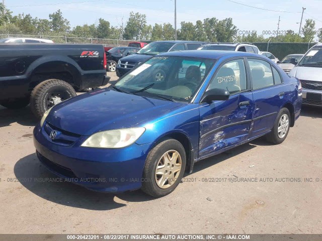 1HGES16384L015617 - 2004 HONDA CIVIC DX VP BLUE photo 2