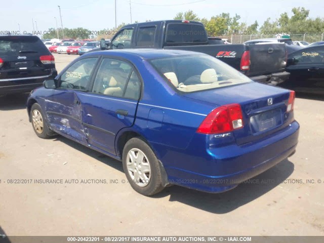 1HGES16384L015617 - 2004 HONDA CIVIC DX VP BLUE photo 3