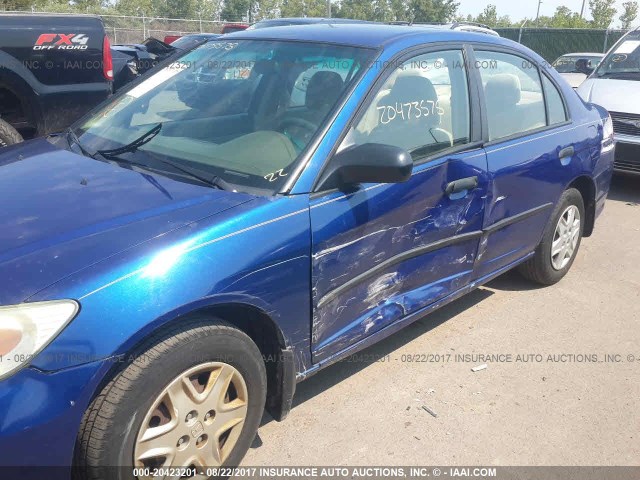 1HGES16384L015617 - 2004 HONDA CIVIC DX VP BLUE photo 6