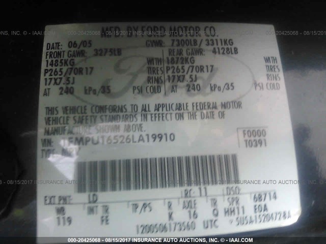 1FMPU16526LA19910 - 2006 FORD EXPEDITION XLT ლურჯი ფოტო 9