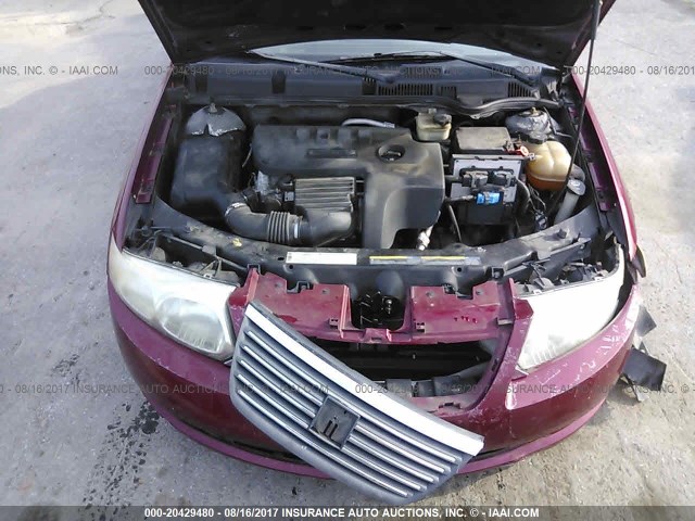 1G8AJ55F06Z171681 - 2006 SATURN ION LEVEL 2 BURGUNDY photo 10