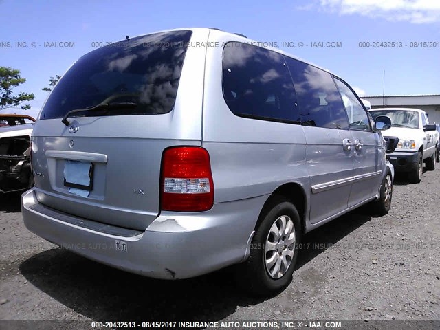 KNDUP132X56695804 - 2005 KIA SEDONA EX/LX SILVER photo 4