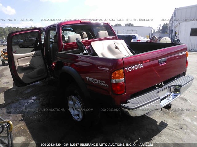 5TEHN72N34Z459616 - 2004 TOYOTA TACOMA DOUBLE CAB წითელი ფოტო 3