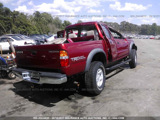 5TEHN72N34Z459616 - 2004 TOYOTA TACOMA DOUBLE CAB წითელი ფოტო 4