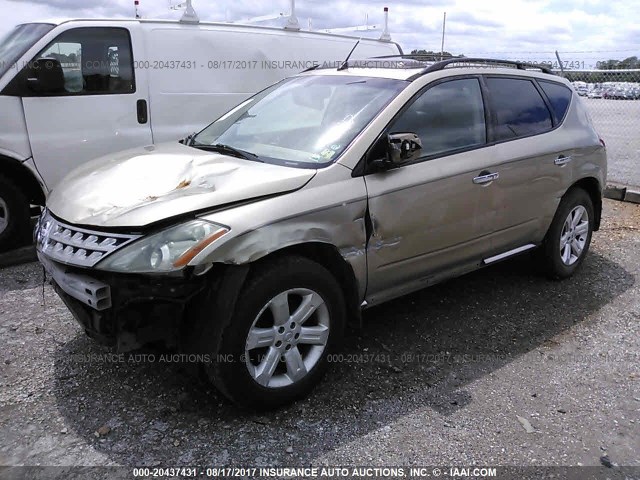 JN8AZ08W56W516092 - 2006 NISSAN MURANO SL/SE/S GOLD photo 2