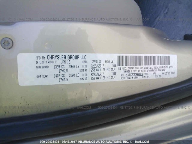 2C4RDGBG6DR663356 - 2013 DODGE GRAND CARAVAN SE GOLD photo 9