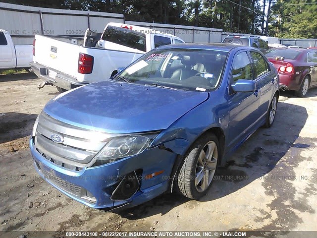 3FAHP0KC0BR128088 - 2011 FORD FUSION SPORT BLUE photo 2