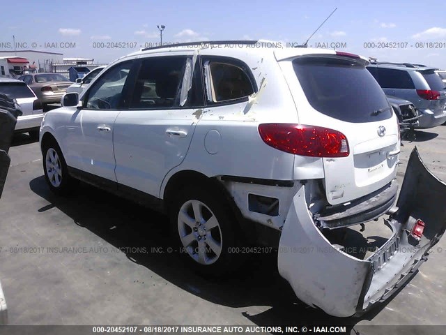 5NMSH13E99H304861 - 2009 HYUNDAI SANTA FE SE/LIMITED WHITE photo 3