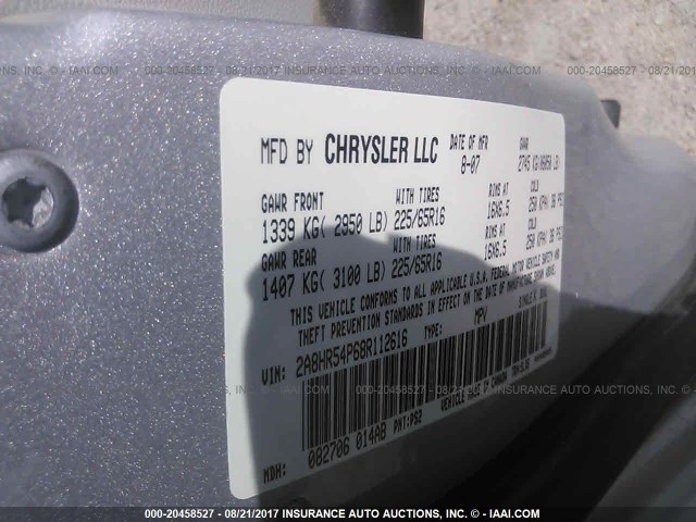 2A8HR54P68R112616 - 2008 CHRYSLER TOWN & COUNTRY TOURING SILVER photo 9