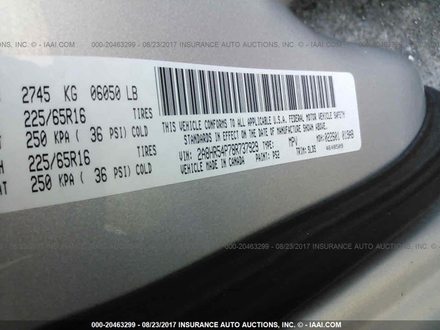 2A8HR54P78R737929 - 2008 CHRYSLER TOWN & COUNTRY TOURING SILVER photo 9