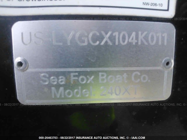 LYGCX104K011 - 2011 SEA FOX OTHER  WHITE photo 9