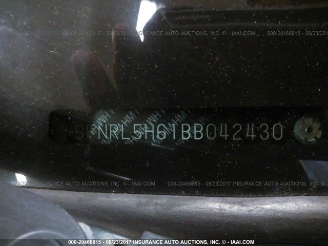 5FNRL5H61BB042430 - 2011 HONDA ODYSSEY EXL ვერცხლისფერი ფოტო 9