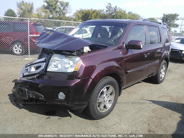 5FNYF4H99BB045793 - 2011 HONDA PILOT TOURING BURGUNDY photo 2