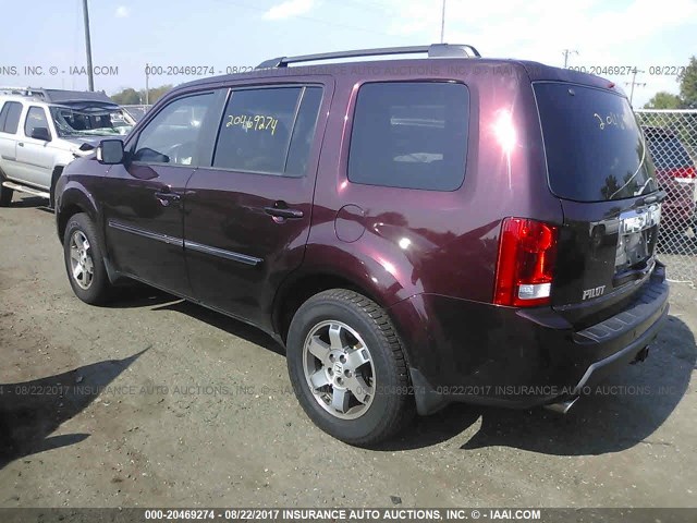 5FNYF4H99BB045793 - 2011 HONDA PILOT TOURING BURGUNDY photo 3