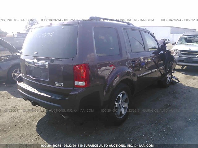 5FNYF4H99BB045793 - 2011 HONDA PILOT TOURING BURGUNDY photo 4