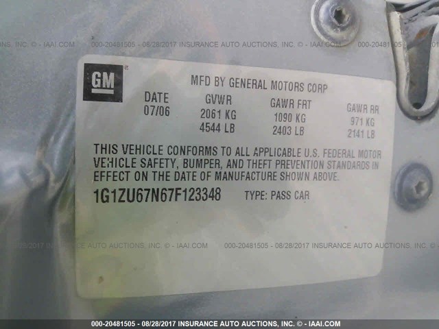 1G1ZU67N67F123348 - 2007 CHEVROLET MALIBU MAXX LTZ GRAY photo 9