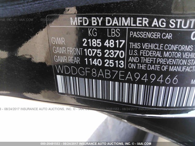 WDDGF8AB7EA949466 - 2014 MERCEDES-BENZ C 300 4MATIC BLACK photo 9