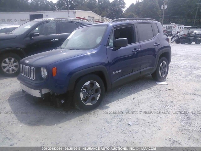 ZACCJAAB5HPF35265 - 2017 JEEP RENEGADE SPORT BLUE photo 2