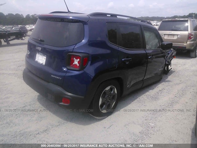 ZACCJAAB5HPF35265 - 2017 JEEP RENEGADE SPORT Կապույտ լուսանկար 4