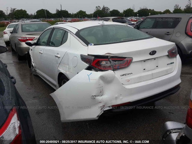 KNAGN4AD1E5073961 - 2014 KIA OPTIMA HYBRID WHITE photo 3