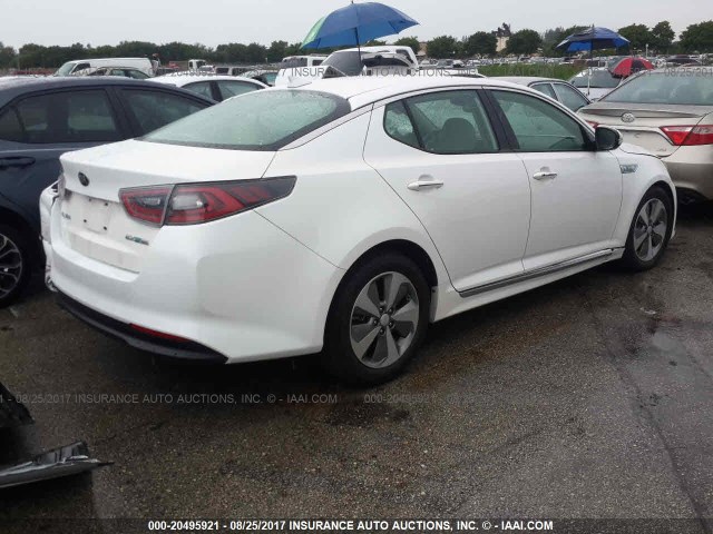 KNAGN4AD1E5073961 - 2014 KIA OPTIMA HYBRID WHITE photo 4