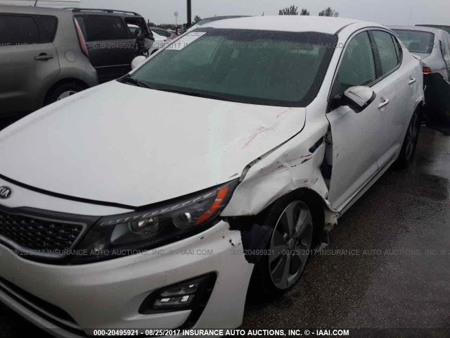 KNAGN4AD1E5073961 - 2014 KIA OPTIMA HYBRID WHITE photo 6