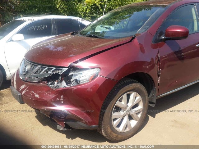 JN8AZ1MW2CW238453 - 2012 NISSAN MURANO S/SL/LE BURGUNDY photo 6