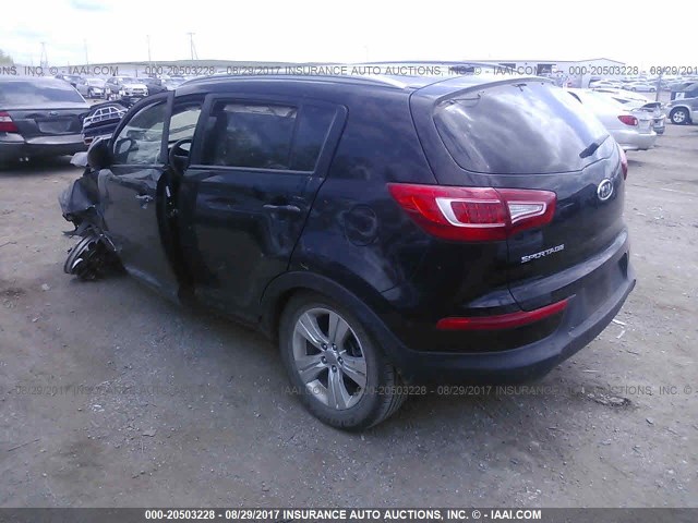 KNDPB3A26C7216862 - 2012 KIA SPORTAGE LX BLACK photo 3