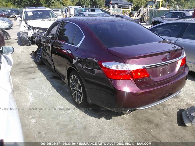 1HGCR2F57FA049606 - 2015 HONDA ACCORD SPORT Марун фото 3