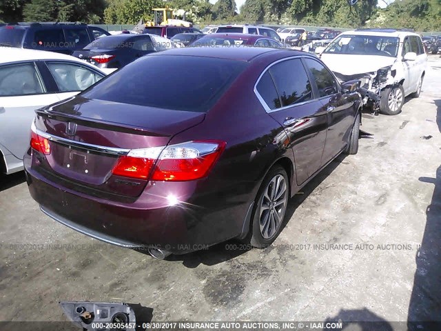 1HGCR2F57FA049606 - 2015 HONDA ACCORD SPORT Марун фото 4
